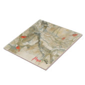 Aquarell-Kardinäle im Schnee Fliese (Seite)