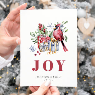 Aquarell-Kardinalvogel Süße Weihnachtspostkarte Feiertagspostkarte