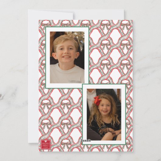 Aquarell Kariert Bow Garland Weihnachten (Rückseite)