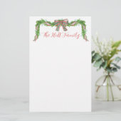 Aquarell Kariert Bow Garland Weihnachten Briefpapier (Stehend Vorderseite)
