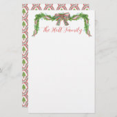 Aquarell Kariert Bow Garland Weihnachten Briefpapier (Vorne/Hinten)