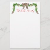 Aquarell Kariert Bow Garland Weihnachten Briefpapier (Vorderseite)