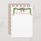 Aquarell Kariert Bow Garland Weihnachten Dankeskarte (Vorne/Hinten)