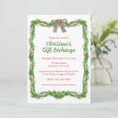 Aquarell Kariert Bow Garland Weihnachten Einladung (Stehend Vorderseite)