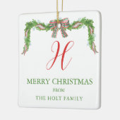 Aquarell Kariert Bow Garland Weihnachten Keramikornament (Links)