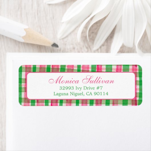 Aquarell Kariert Weihnachten CUSTOM Rücksendeadres (Insitu)