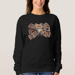 Aquarell-karierter Bogen mit einem süßen Fuchs Sweatshirt