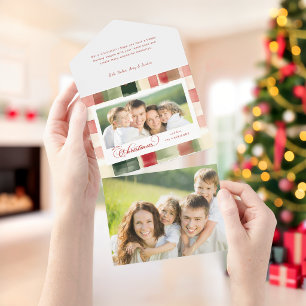 Aquarell-Karo-Frohe-Weihnachten-Kalligrafie-Foto All In One Einladung
