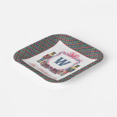 Aquarell-Karo-Nussknacker-Bär-Monogrammwappen Pappteller (Gewinkelt)