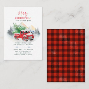 Aquarell-Karo-Weihnachts-Umzugsankündigung Mitteilungskarte