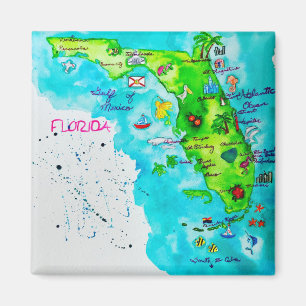 Aquarell-Karte von Florida Magnet