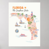 Aquarell-Karte von Florida Poster (Vorne)