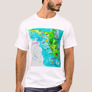 Aquarell-Karte von Florida T-Shirt