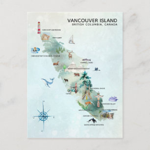 Aquarell-Karte von Vancouver Island Kunst Postkarte