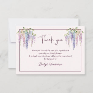 Aquarell-Kaskaden-Wisterienblüten-Beerdigung Dankeskarte