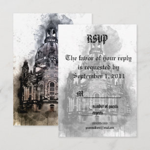 Aquarell-Kathedrale-RSVP-Karte Einladung