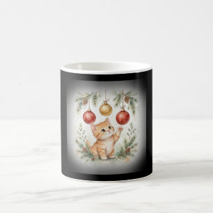 Aquarell-Kätzchen-Weihnachtsbaumschmuck-Tasse Kaffeetasse