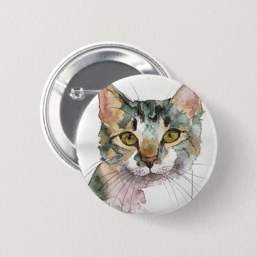 Aquarell-Katze Button (Vorne & Hinten)