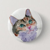 Aquarell-Katze Button (Vorderseite)