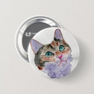 Aquarell-Katze Button