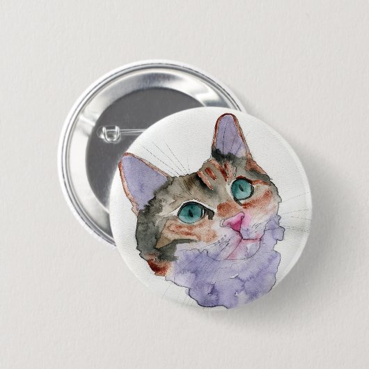 Aquarell-Katze Button (Vorne & Hinten)