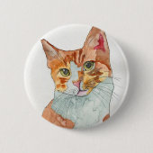 Aquarell-Katze Button (Vorderseite)