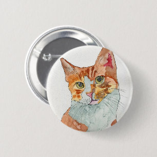 Aquarell-Katze Button