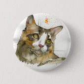 Aquarell-Katze Button (Vorderseite)