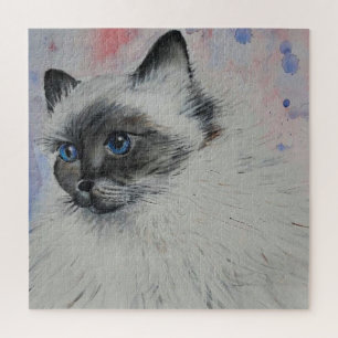 Aquarell - Katze mit blauen Augen - Puzzle
