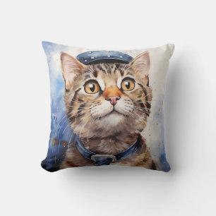 Aquarell-Katze mit Hut-Kissen Kissen