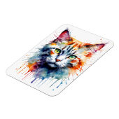 Aquarell-Katze Multicolor-Spritzkunst Magnet (Linke Seite)