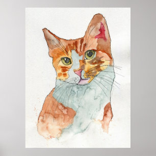 Aquarell-Katze Poster