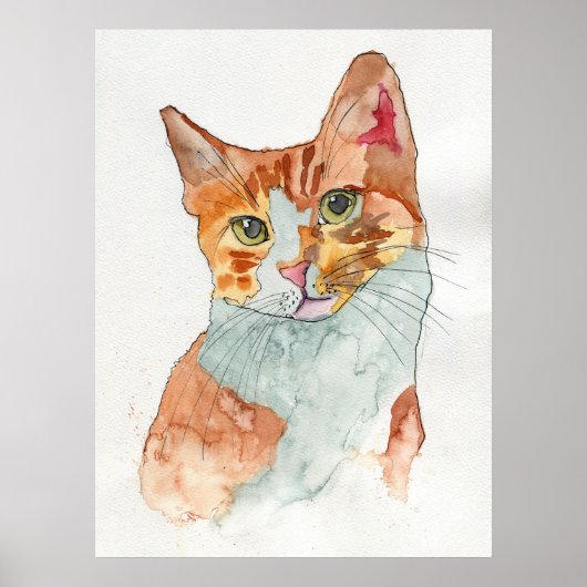 Aquarell-Katze Poster (Vorne)