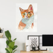 Aquarell-Katze Poster (Heimbüro)