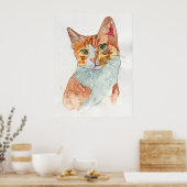 Aquarell-Katze Poster (Küche)