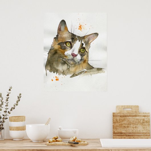 Aquarell-Katze Poster (Küche)