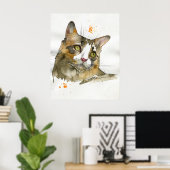 Aquarell-Katze Poster (Heimbüro)