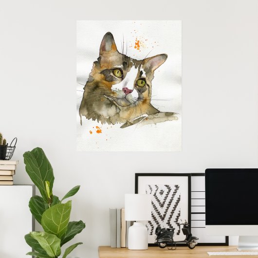 Aquarell-Katze Poster (Heimbüro)