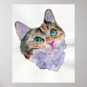 Aquarell-Katze Poster
