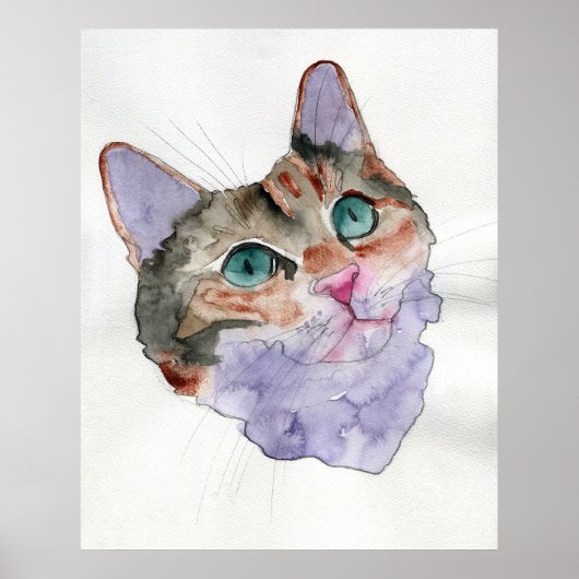 Aquarell-Katze Poster (Vorne)