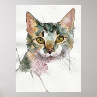 Aquarell-Katze Poster