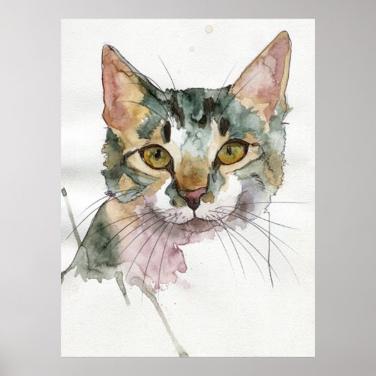 Aquarell-Katze Poster (Vorne)