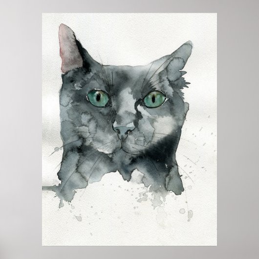 Aquarell-Katze Poster (Vorne)