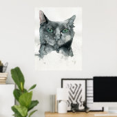 Aquarell-Katze Poster (Heimbüro)