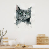Aquarell-Katze Poster (Küche)