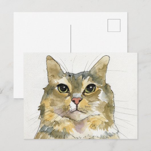 Aquarell-Katze Postkarte (Vorne/Hinten)