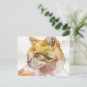 Aquarell-Katze Postkarte (Stehend Vorderseite)