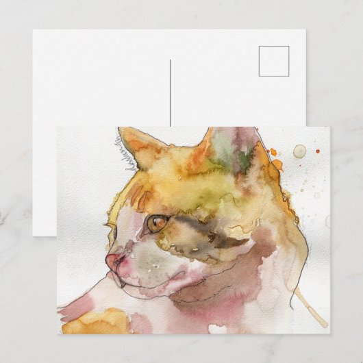 Aquarell-Katze Postkarte (Vorne/Hinten)