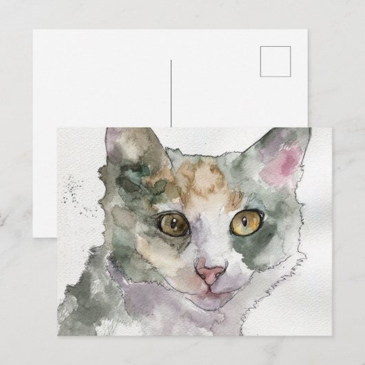 Aquarell-Katze Postkarte (Vorne/Hinten)