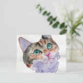 Aquarell-Katze Postkarte (Stehend Vorderseite)